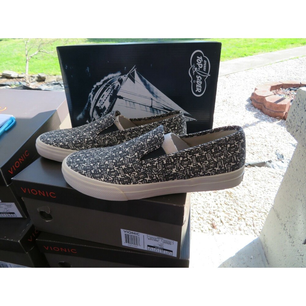 NWT Mens Blue & White Sperry Top Sider Canvas Hash Shoes, 6.5